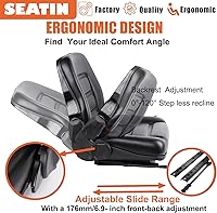 Vista 5 de Asiento universal de carretilla elevadora, asiento de tractor, con micro interruptor y cinturón de seguridad, para tractor, cortacésped, cargador