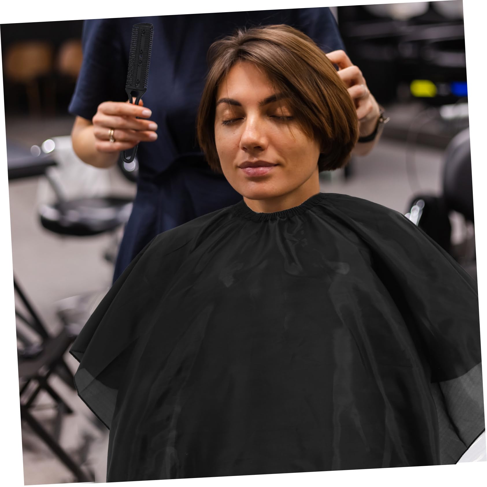Juego de Tijeras Tijeras Planas para Cortar el Cabello de Acero Inoxidable Negro Peluquero para Uso Profesional y Doméstico
