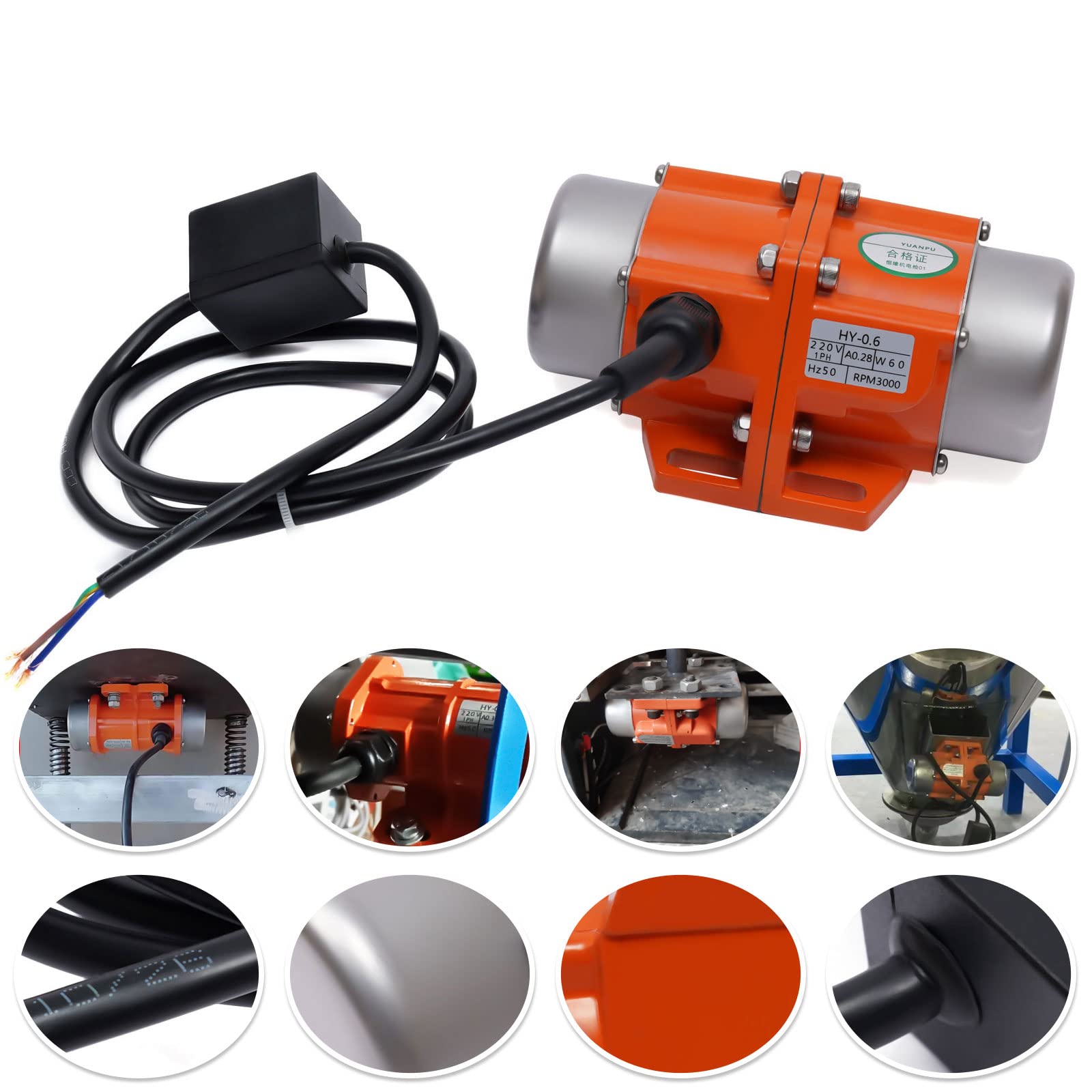 AC Vibration Motor,Moteur Vibrateur à Béton 60W Vibrating Asynchronous Vibrator 220V 3000Rpm,Moteur vibrant en alliage d'aluminium Mines Métallurgie Charbon