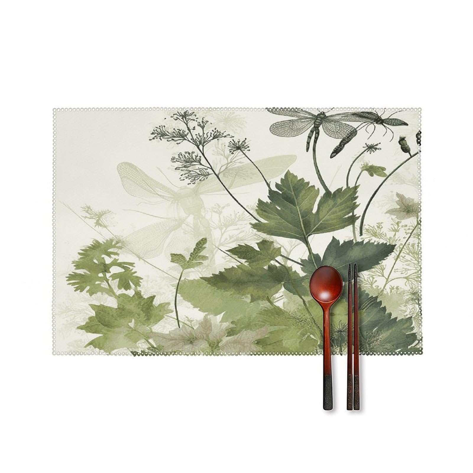 Fekiloot Style Foliage And Herbs Placemats Set Of 6,Table Mat