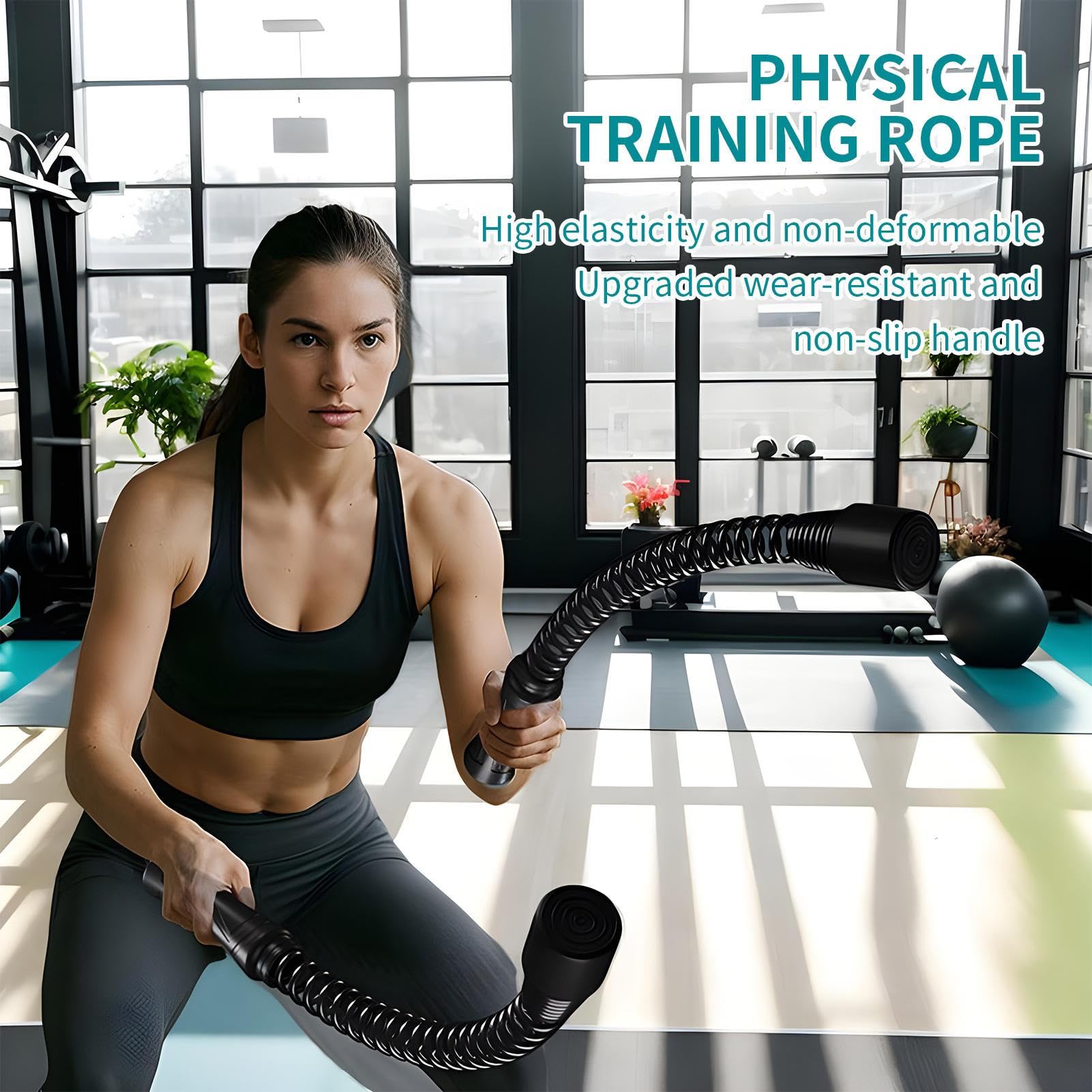 Cuerda De Entrenamiento | Par De Cuerdas De Batalla Alta Resistencia Para Fuerza Central - Equipo De Fitness Con Empuñadura Antideslizante Para Acondicionamiento Físico y Entrenamiento