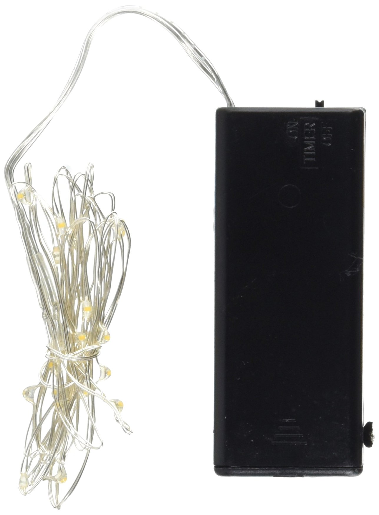 Kikkerland LED 6 ft Hanging Silver Fairy String Lights, Battery Operated, Decorative Lights, Bedroom Living Room, Inside Outside Decor, Home Decor, Party Lights