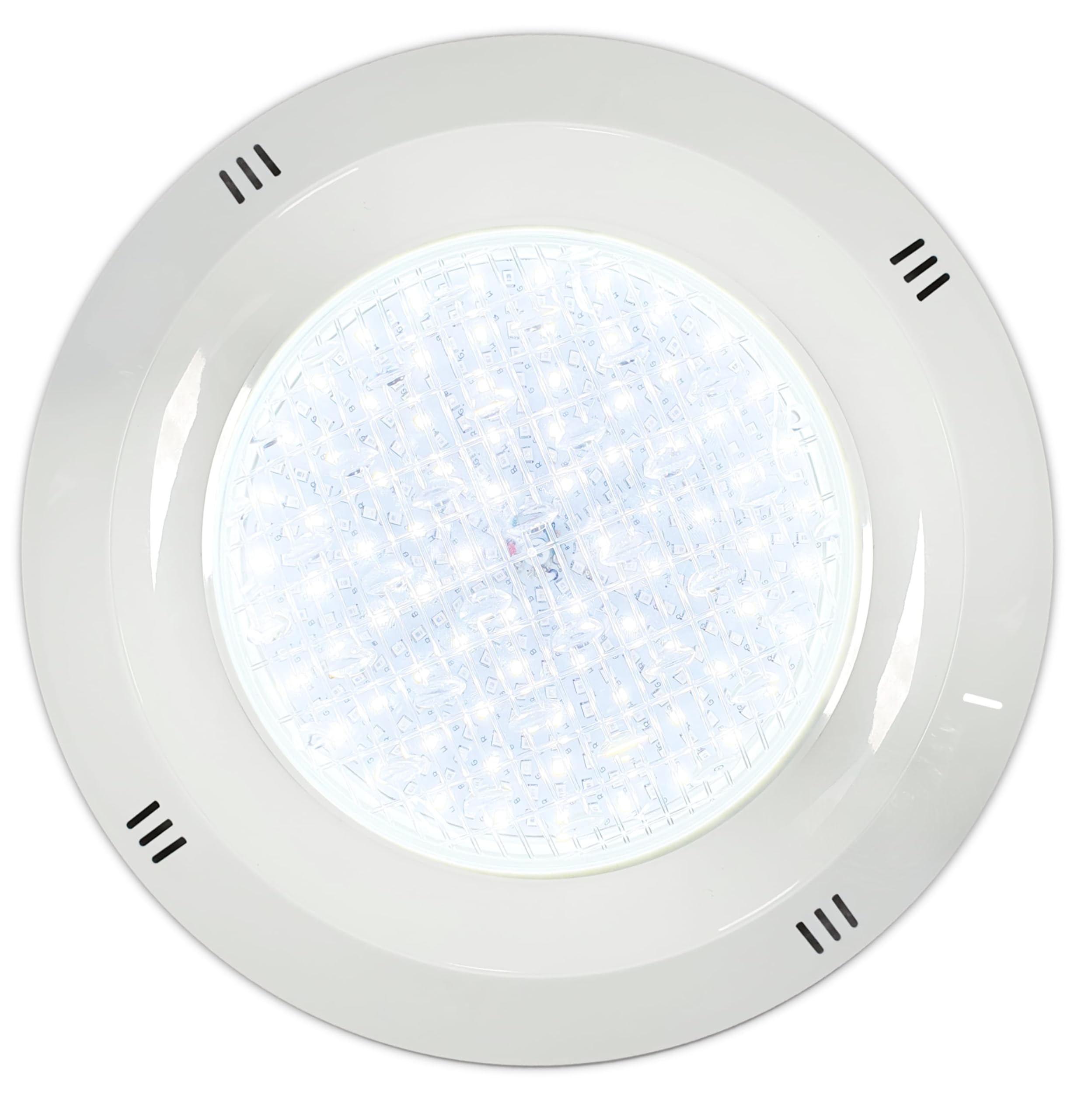 SWIMHOME Foco LED Piscina Superficie 18W 12V AC Blanco Frío 6000K con Cruceta 4 Tornillos IP68 Ø29 cm Instalación sin Vaciar el Agua de la Piscina