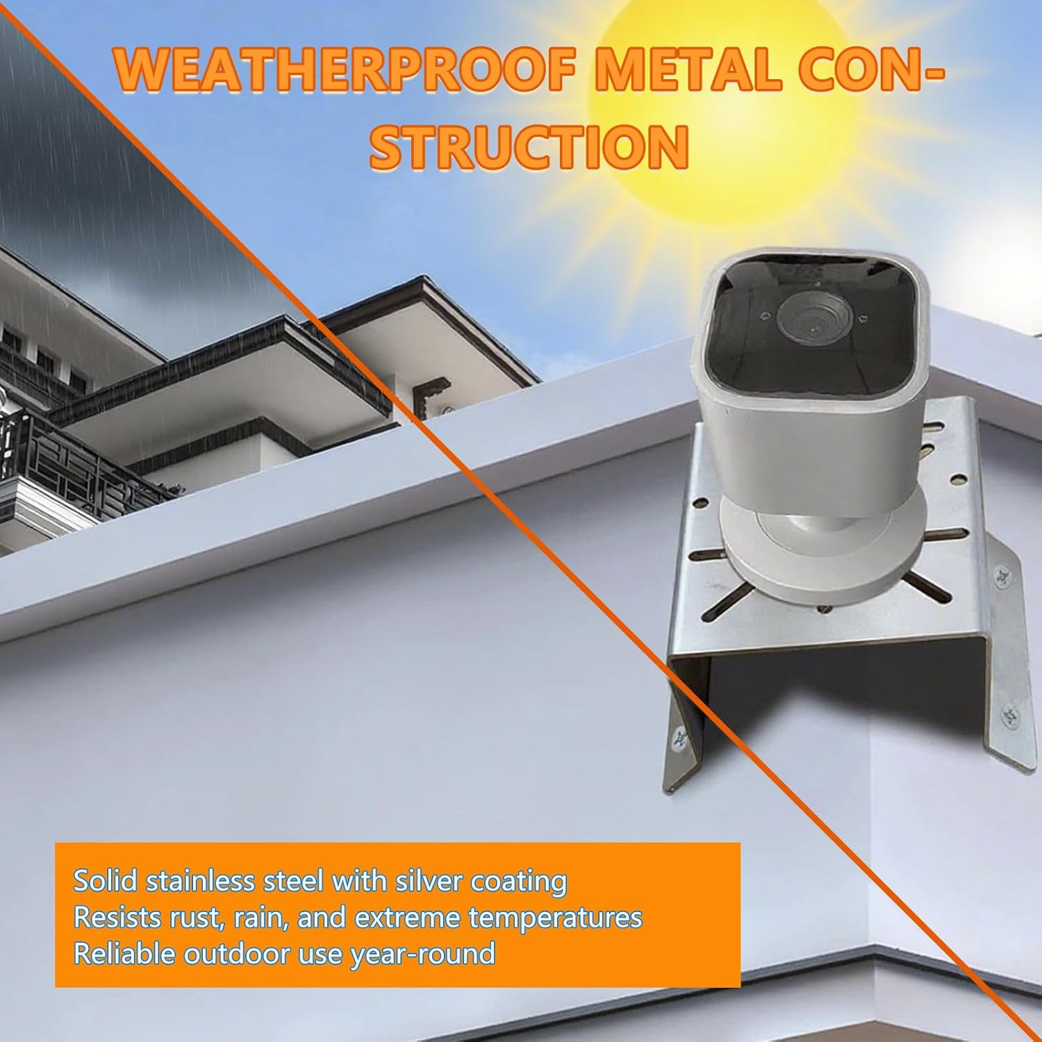 Security Camera Corner Mount Bracket, Universal Metal Corner Bracket for Arlo, Ring & CCTV - Adjustable Weatherproof Corner Mount with Hardware, 4 Pack (Silver)