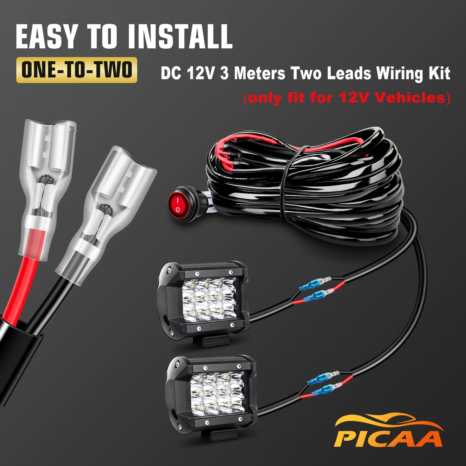 PICAA 32 Pollici 405W Barra Led Fuoristrada+2x 4 36W Faro da Lavoro Led+Cablaggio Kit, Tripla Fila Barra Luminosa a Led per Auto Camion 4X4 SUV ATV UTV 12V 24V Fari Led