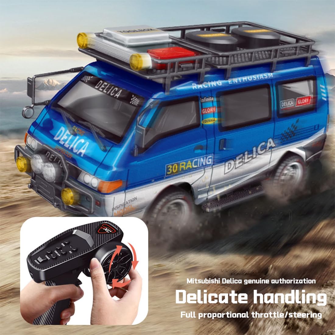 Delica 1/24 Scale 4WD RC Car - 2.4Ghz Remote Control Truck With LED Lights, 40 Min Runtime, For Adults - View #7