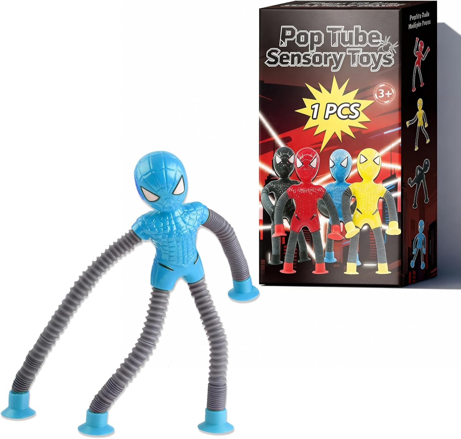 Black Web-Slinging Sensory Toy, Single Pop Tube Fidget with Suction, Travel Toys for Toddlers Kids Ages 3-9, Valentine Easter Gift for Boy