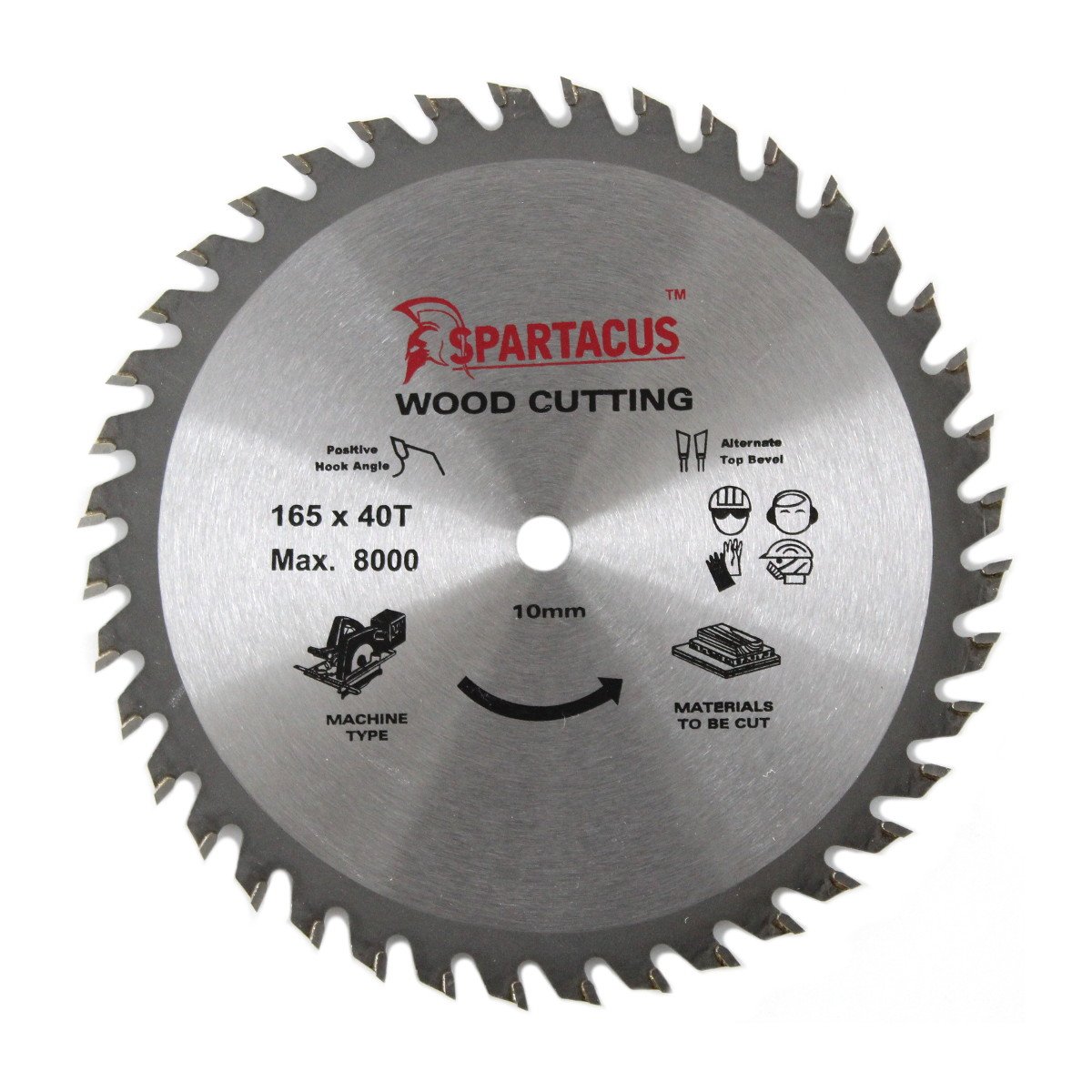 Spartacus Wood Cutting Circular Saw Blade 165mm x 10mm Bore 40 Teeth