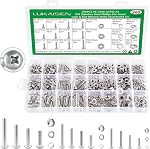 360Pcs Machine Screw Assortment Kit, 10-24#8-32#6-32# Phillips Pan Head Assorted Nuts Bolts and Flat Washers Kit, Stainless Steel Screws Hardware Assortment with Case | for Electrical Switch Boxes, Wall Socket Outlets & Faceplates, 10 Metric Sizes (M