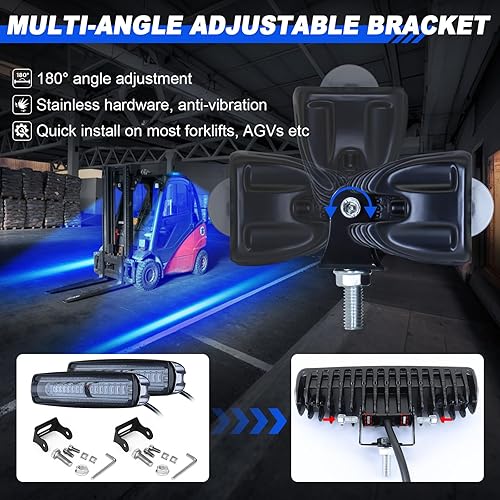 Miniatura 3 de Nueva carretilla elevadora LED luz azul zona lateral luces advertencia almacén zona peatonal camión lámpara de seguridad 30W, DC 12-80V