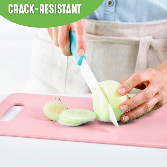 GreenLife Cutting Board Set 8x12 & 10x14, Extra Durable, Meal Prep, Non-Slip, Grip Handles, Crack Resistant, Dishwasher Safe, Reversible, Versatile Kitchen Essentials, Soft Pink