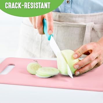 GreenLife Cutting Board Set 8x12 & 10x14, Extra Durable, Meal Prep, Non-Slip, Grip Handles, Crack Resistant, Dishwasher Safe, Reversible, Versatile Kitchen Essentials, Soft Pink