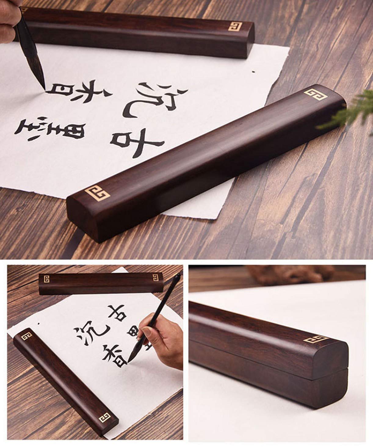 ZHONGJIUYUAN Fermacarte per calligrafia cinese, 2 pezzi, nero, fermacarte Catalpa, fermacarte per scrivania, decorazione per casa e ufficio