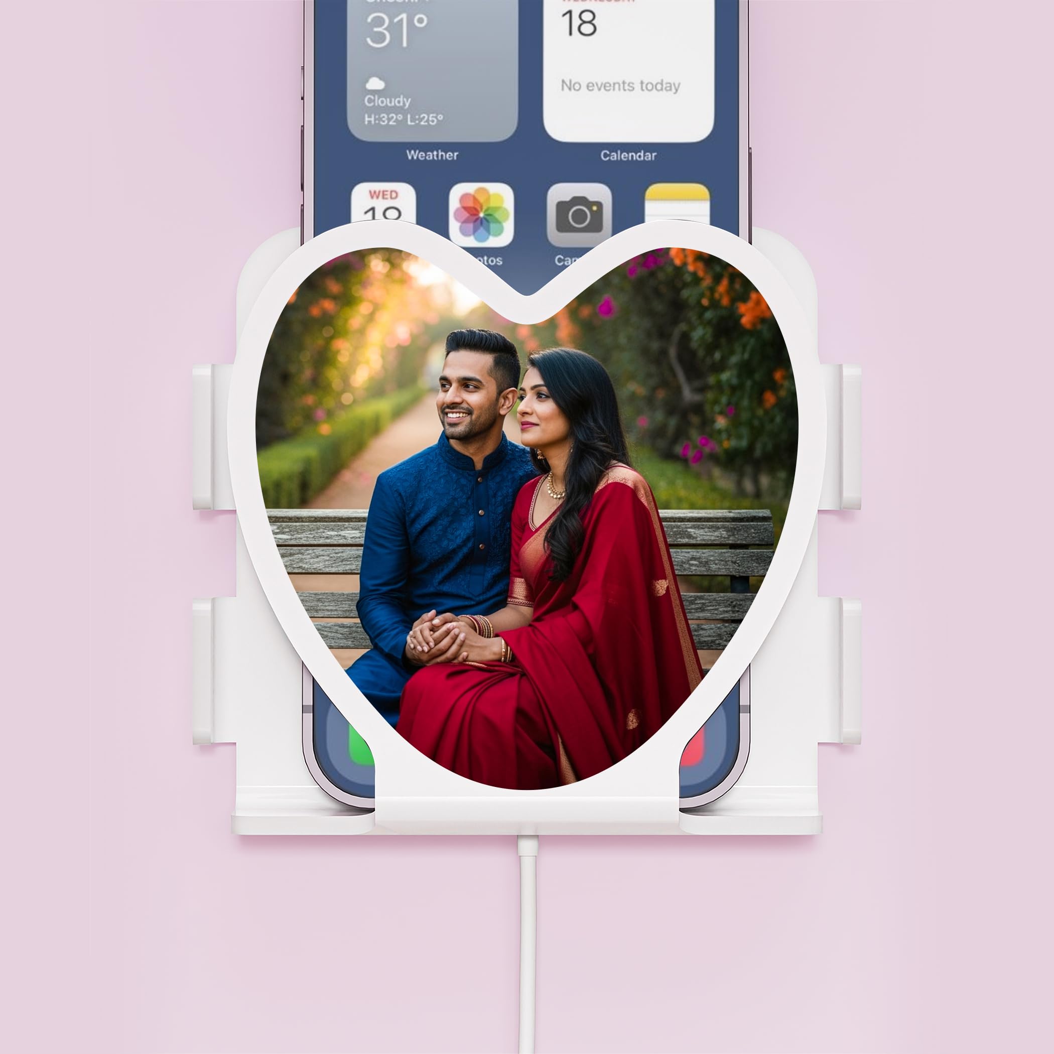 Personalized Phone Charging Holder Stand | Custom Photo | 4 x 4 Inch | Phone Charging Holder, TV AC Remote Stand for Home Office Bedroom Hotel Wall Multipurpose Mobile Stand-image-9