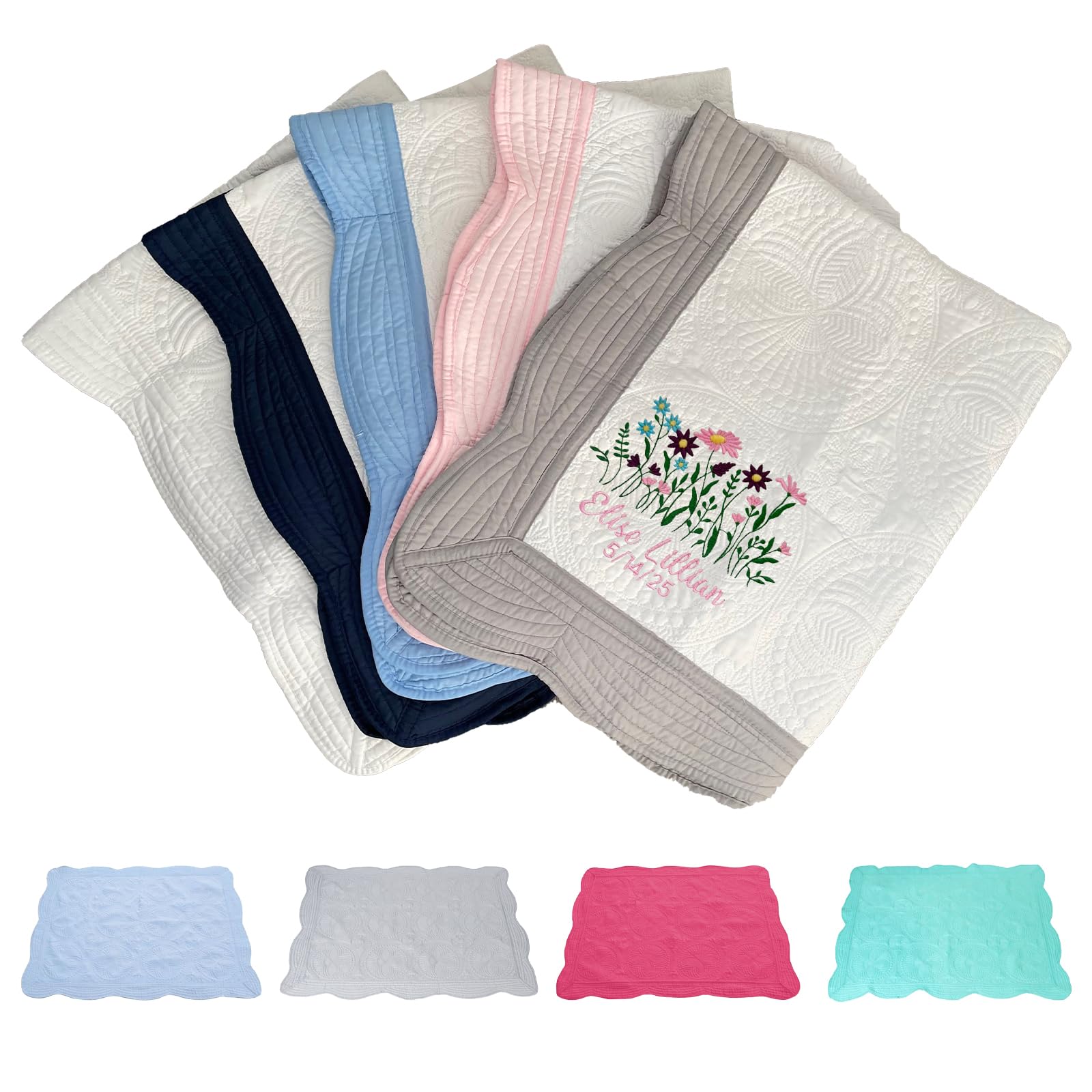 Mantas de bebé personalizadas con nombre bordado, colcha ligera para bebé, manta de algodón para las cuatro estaciones, colcha para niños y niñas, manta para cochecitos de bebé, regalo para