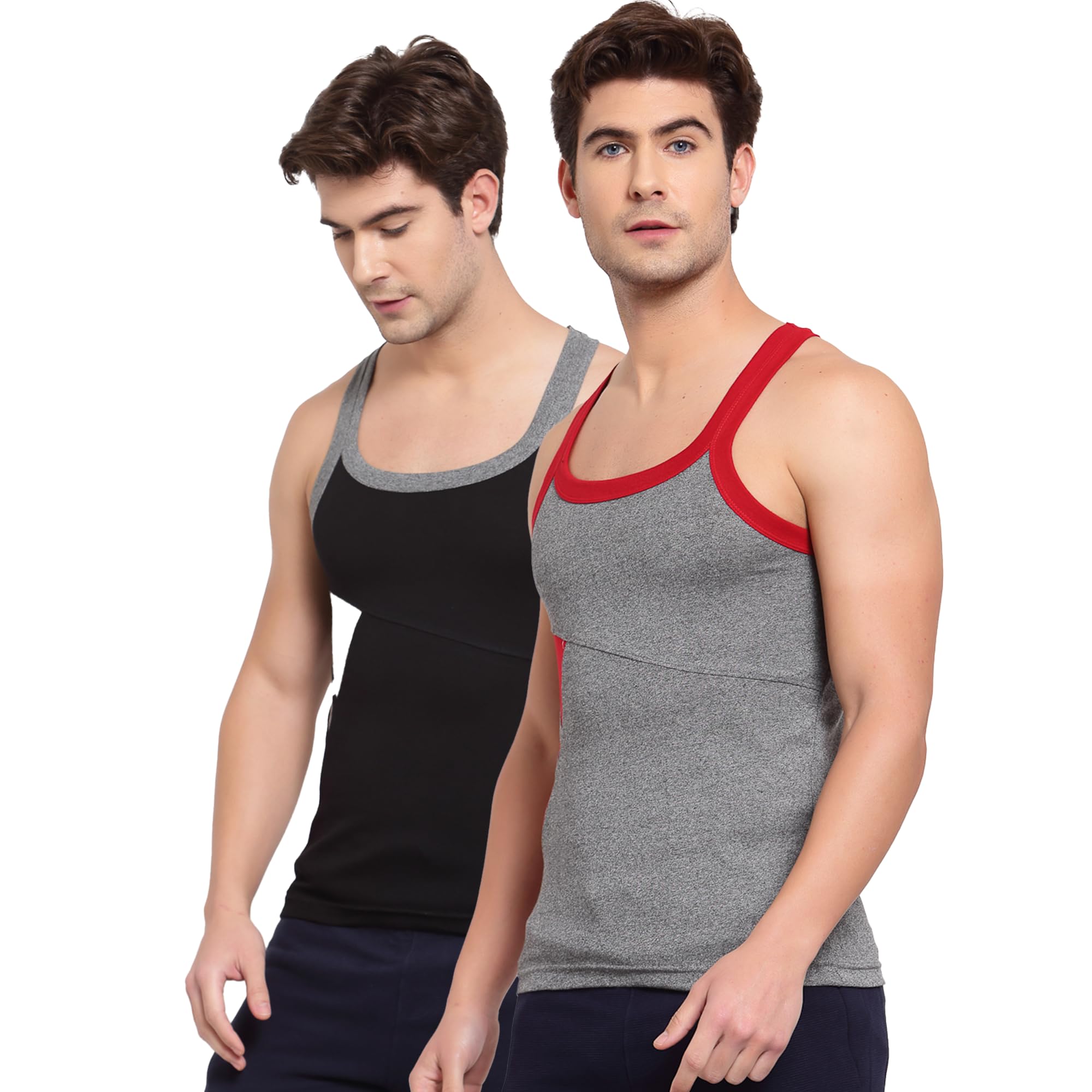 sporto Pack of 2 Cotton Round Neck Sleeveless Solid Men Vest-picture-14