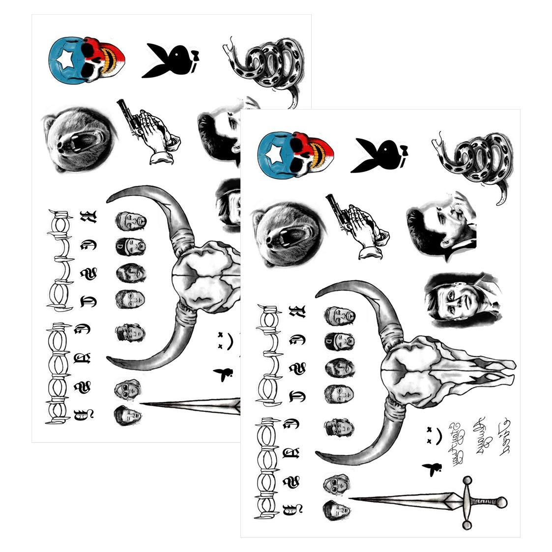 Amazon.com : Temporary Face Tattoos, Fake Playboy Bunny Face Tattoos  Sticker,2-Sheet Barbed Wire Tattoos for Halloween Masque Costume  Accessories and Parties : Beauty & Personal Care