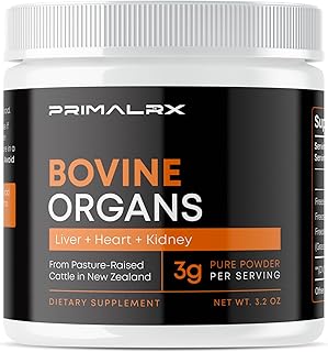 Bovine Organs: GrassFed Beef Organ Supplement (B12 Vitamins, B Complex Vitamins, Heme Iron Supplements, Vitamin A Supplements, Folate Supplements, Selenium and Zinc Supplements) – 90g Powder