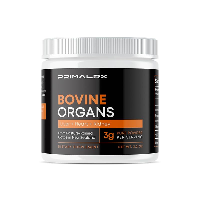 PRIMALRX Suplemento de Órgãos Bovinos em Pó com Fígado, Coração e Rim, 90 g