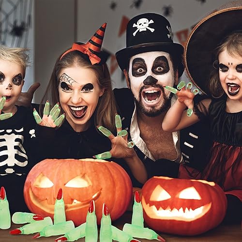 Miniatura 5 de Sosation 150 piezas de dedos de bruja espeluznantes para cosplay, uñas falsas, zombi, divertidas, guiadas para niños, punteros de lectura, garras de