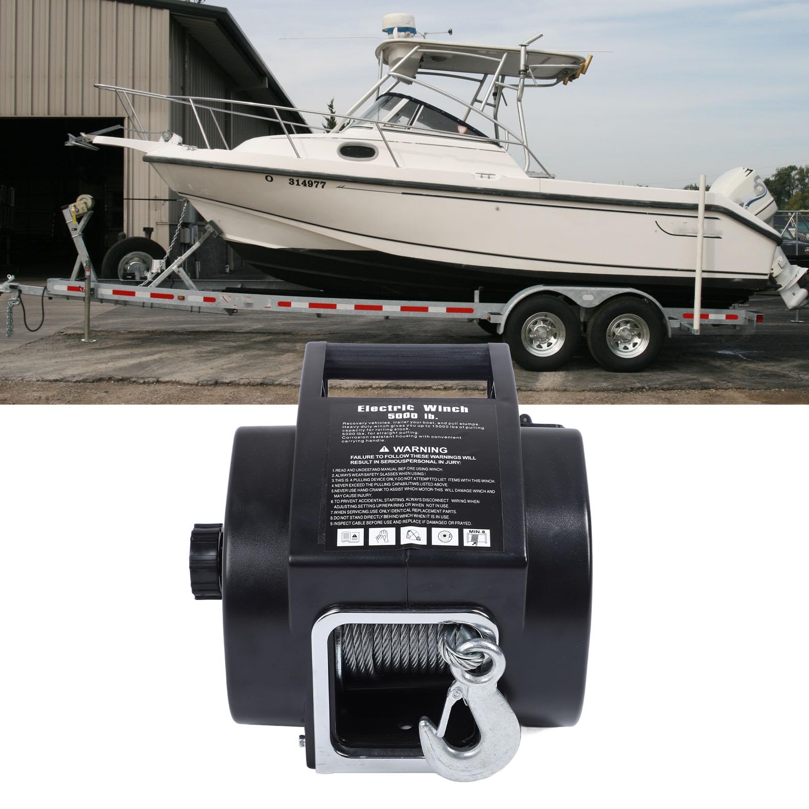 Amazon.co.jp: 電気ケーブルウインチ、5000LBS 牽引電気ケーブル