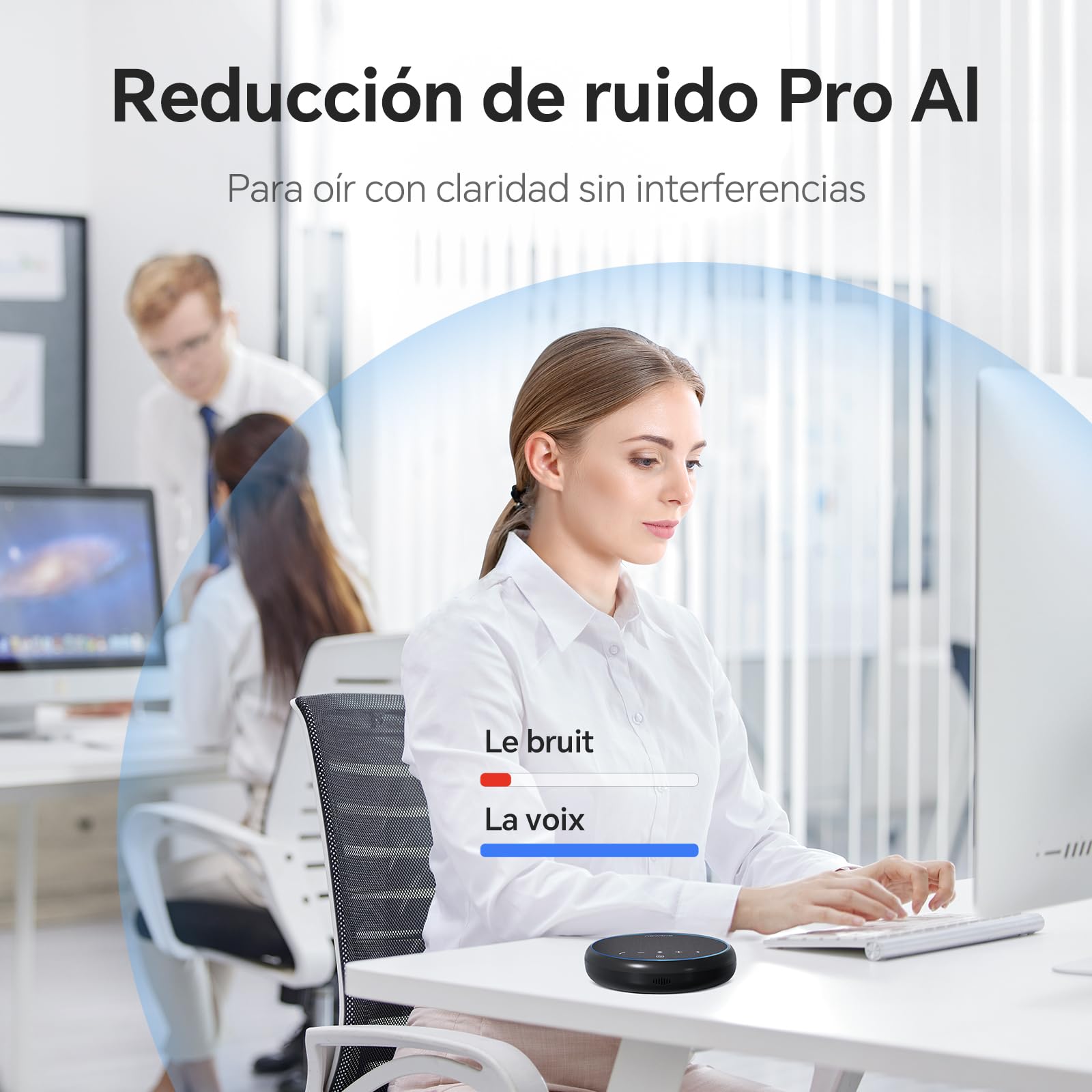 Altavoz para conferencias con micrófono Altavoz USB Bluetooth para PC, con cancelación de Ruido, grabación de Voz en 360° 43 Horas en Espera, Compatible con Zoom Teams Skype