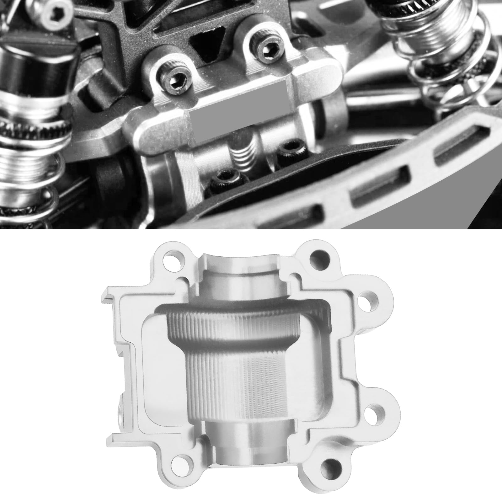 OTOTEC RC Car Rear Diff Cover Aluminum 7075 Differential Cover Compatible with ARRMA 1/18 Granite Typhon Mojave Grom Nascar, Silver - Image 2