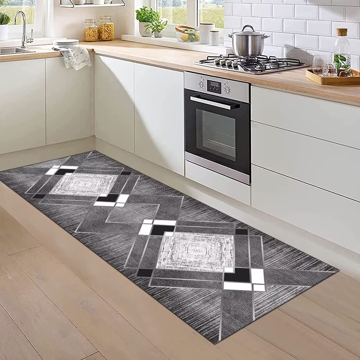 Tappeto Corridoio 3D Blu 120x600 Cm, Antiscivolo E Lavabile, Passatoia Lunga In Microfibra Per Cucina E Balcone, Tagliabile Su Misura