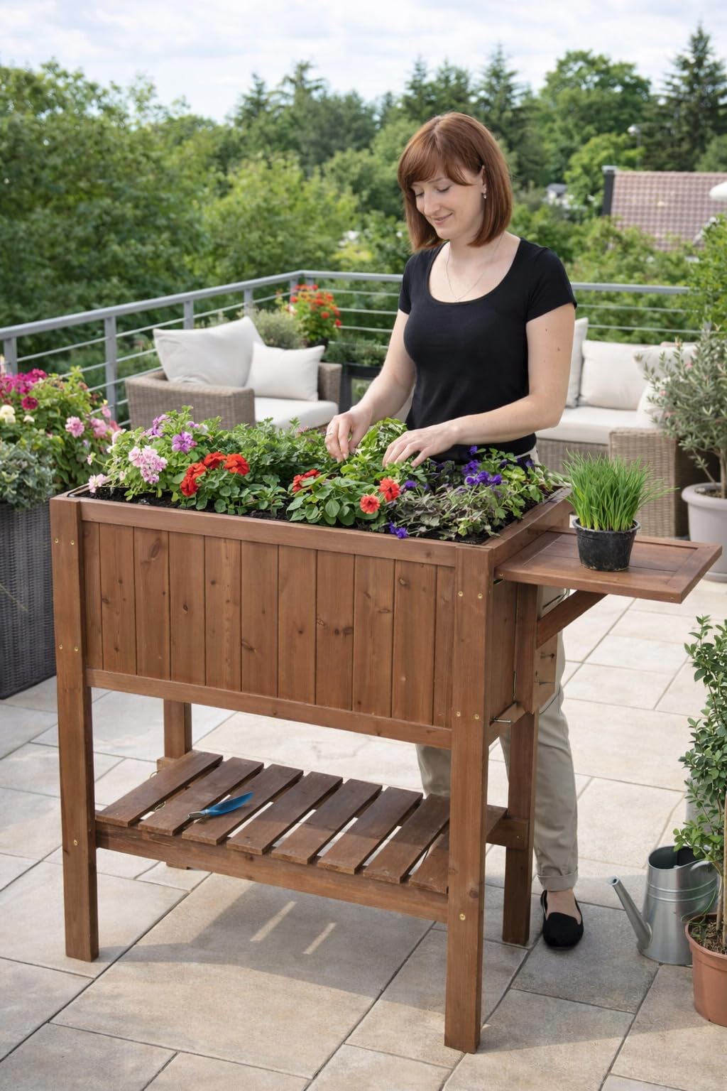 Hochbeet mit Tisch Cube 1 - Gemüsebeet Kräuterbeet - Beet für Balkon & Terrasse
