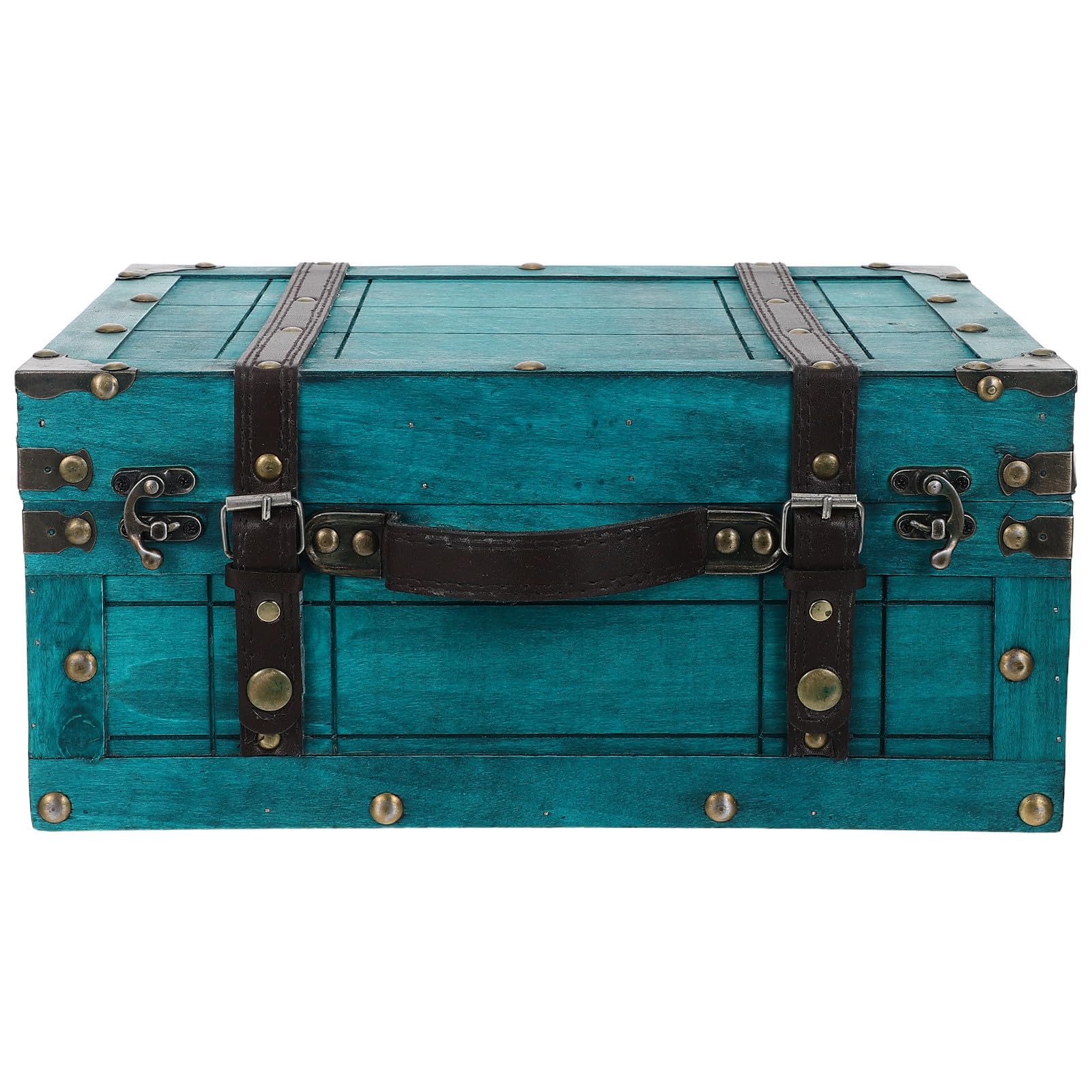 Cabilock Caja de Almacenamiento Retro de Madera Verde con Tapa y Asa
