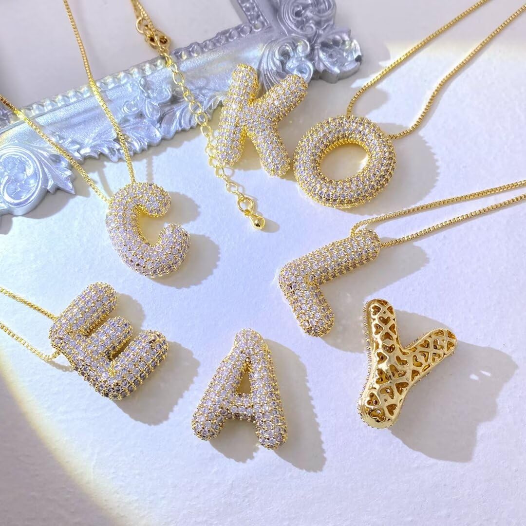 List Naszyjnik Balon Początkowe naszyjniki dla kobiet Dainty Alphabet Wiselant 14K złota Puchatą Nazwa Personalizowana biżuteria