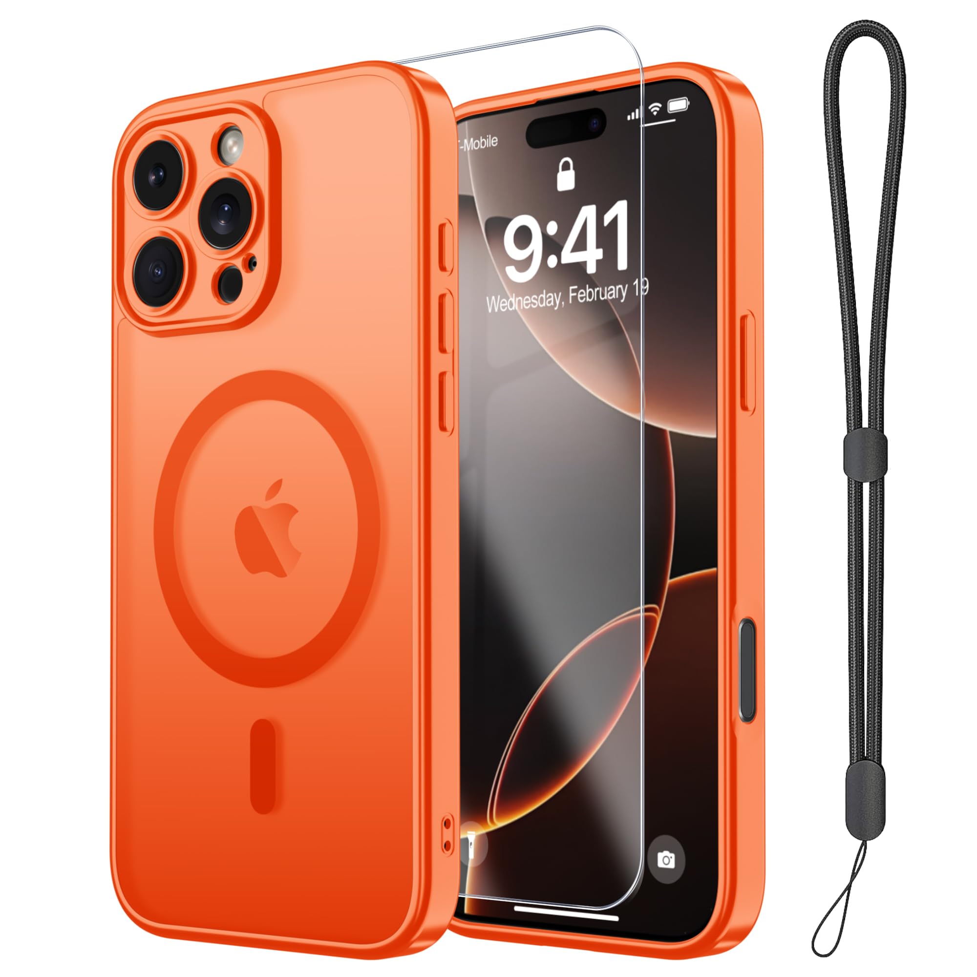 Magnetic Case for iPhone 15 Case with Screen Protector+Wrist Strap