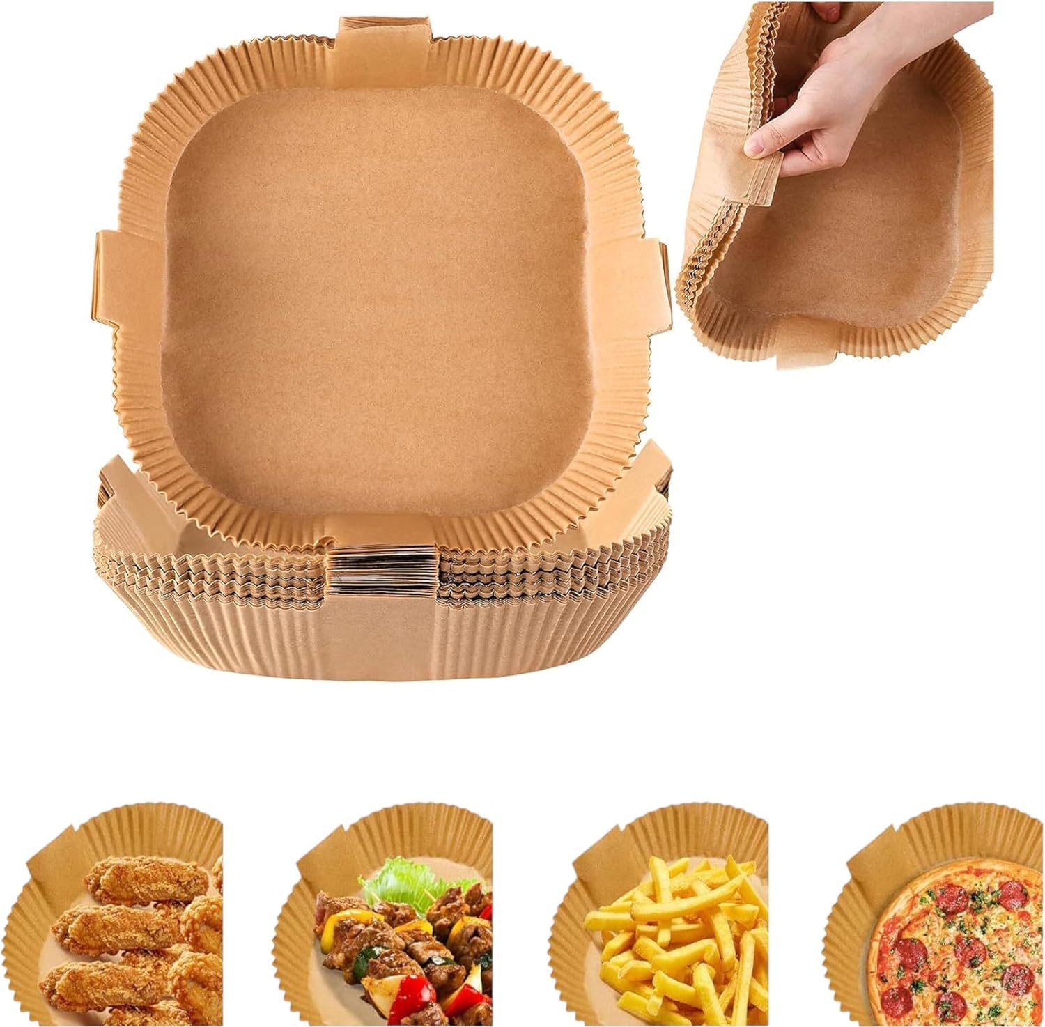 100 Pack Of Air Fryer Liners Unbleached Brown Parchment Paper 100-pack-of-air-fryer-liners-unbleached-brown-parchment-paper