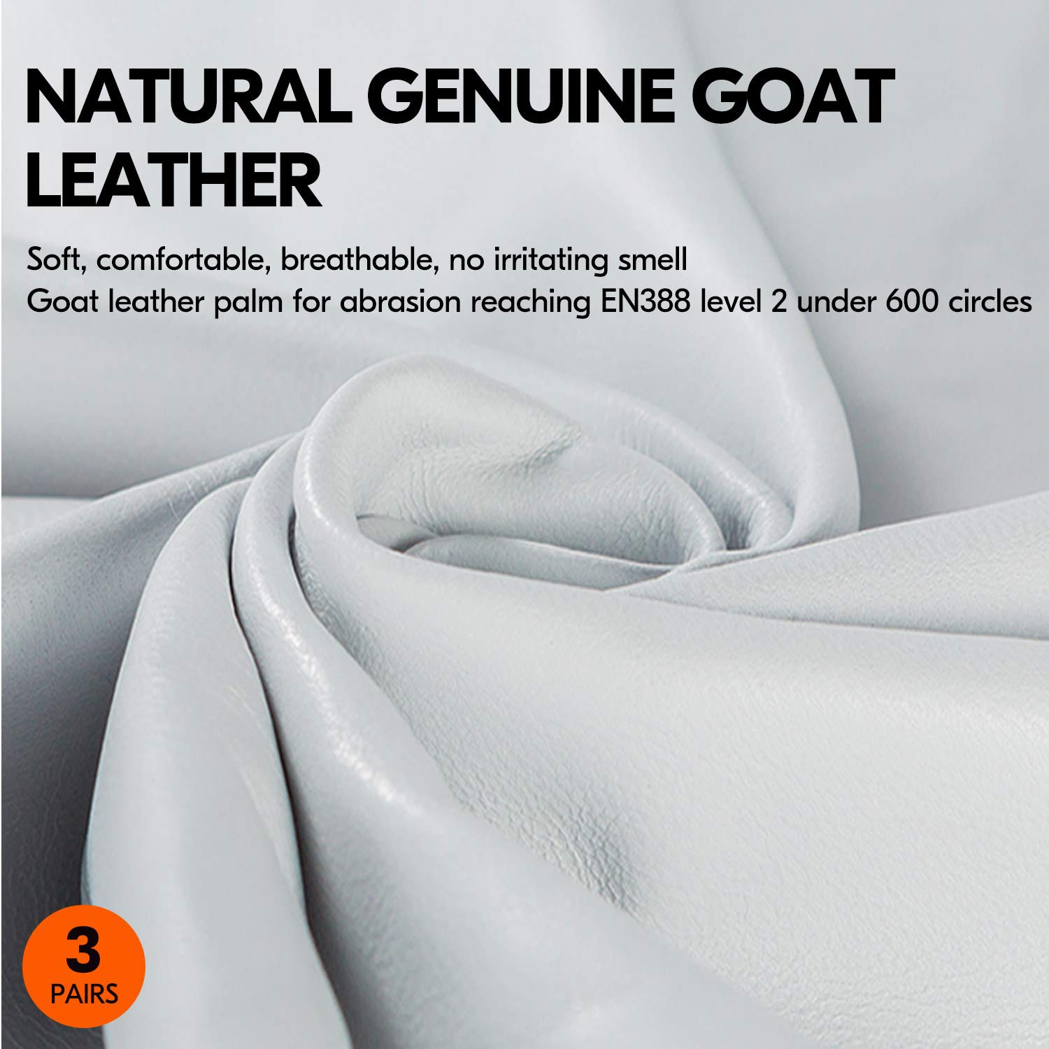 Vgo 3-Pairs Unlined Top Grain Goatskin Work and Driver Gloves (Size M, White, GA9501)