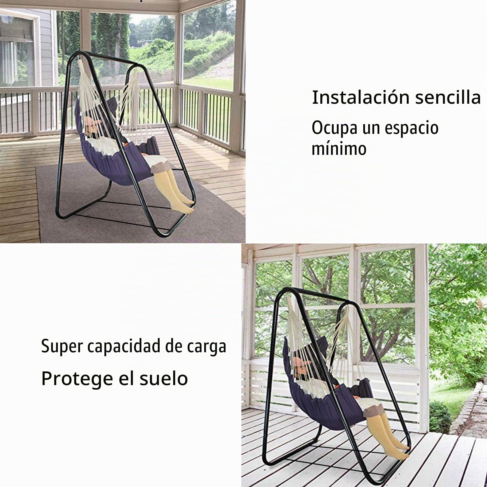 Soporte para silla de hamaca, marco resistente, marco en A, marco de columpio individual para yoga, hamaca de bebé, columpio de porche de bebé, soporte de carga fuerte, soporte