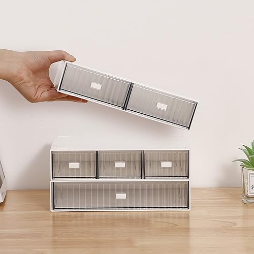 Miniatura 5 de Ykpoqir Organizador de escritorio con 6 cajones, caja de almacenamiento de escritorio de plástico transparente, organización de escritorio para