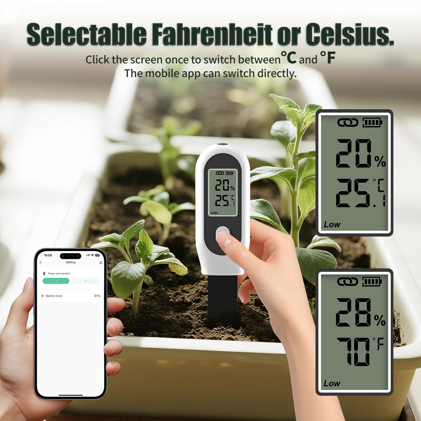 GIEX Zigbee - Sensor de humedad 3 en 1 para jardín con medición de temperatura y luz, compatible con Tuya Smart App & Home Assistant