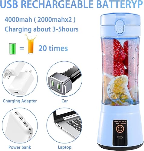 Miniatura 6 de Batidora portátil de 13.5 onzas para batidos, batidos y jugos  Mini licuadora recargable por USB con diseño de protección para el hogar, oficina,