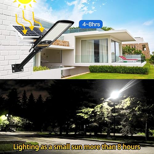 Miniatura 5 de RuoKid Lámpara solar de calle de 80 W 84 LED de 1500 lm IP67 con soporte de montaje de control remoto anti roto luz de inundación LED de seguridad
