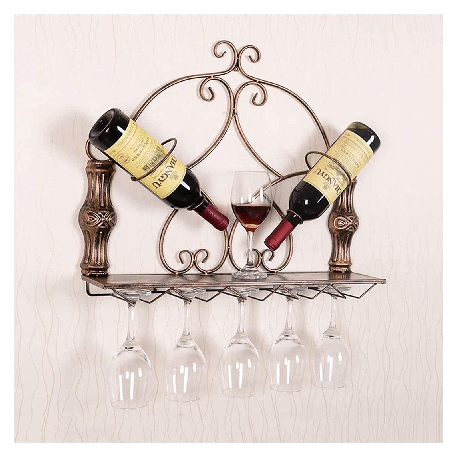 Casier à vin suspendu pour un bar de cuisine moderne et élégant couleur marron