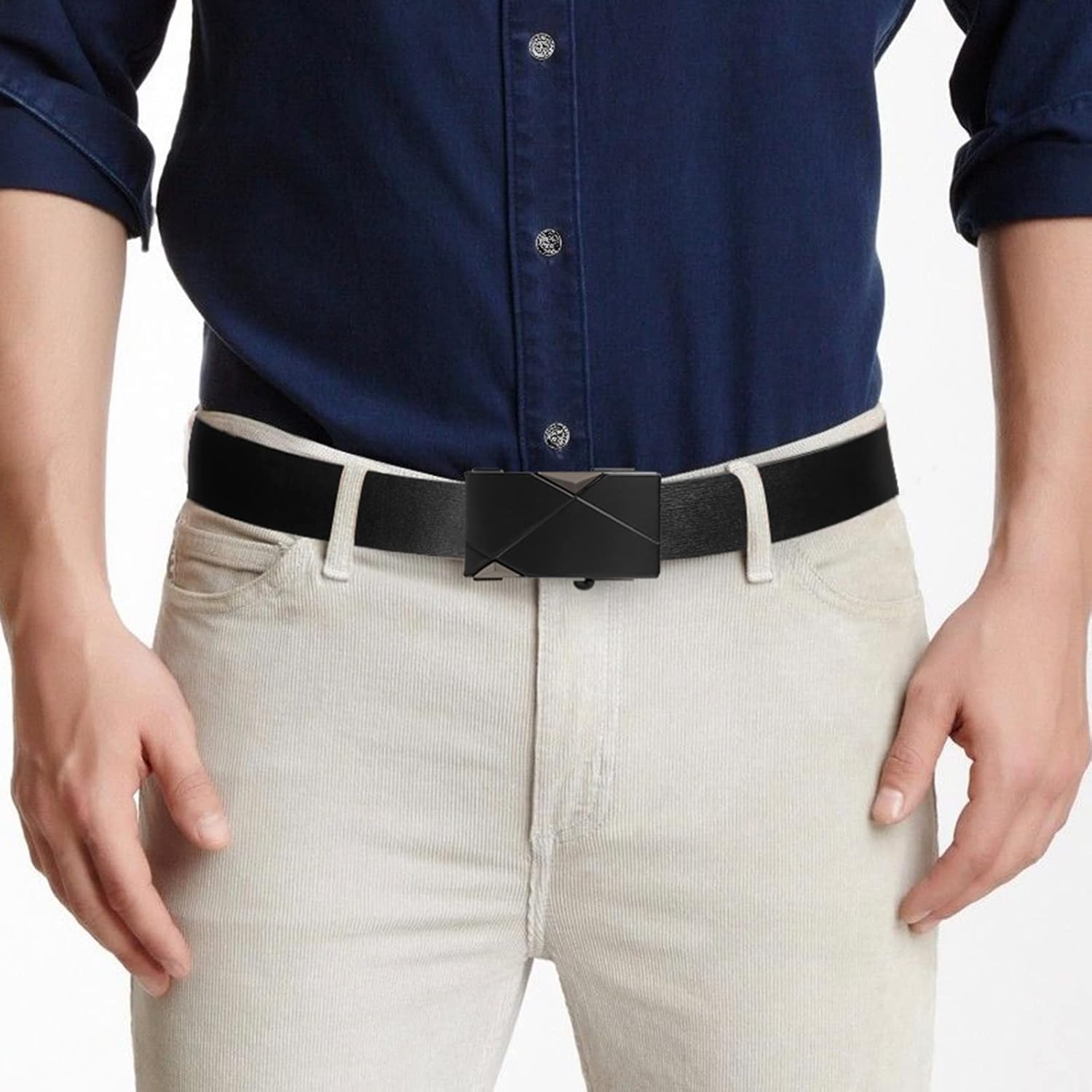 SENDEFN Ratchet Belt for Men Automatic Slide Buckle Adjustable Men Leather Belts for Dress Casual Pants Shirts Jeans - Image 2