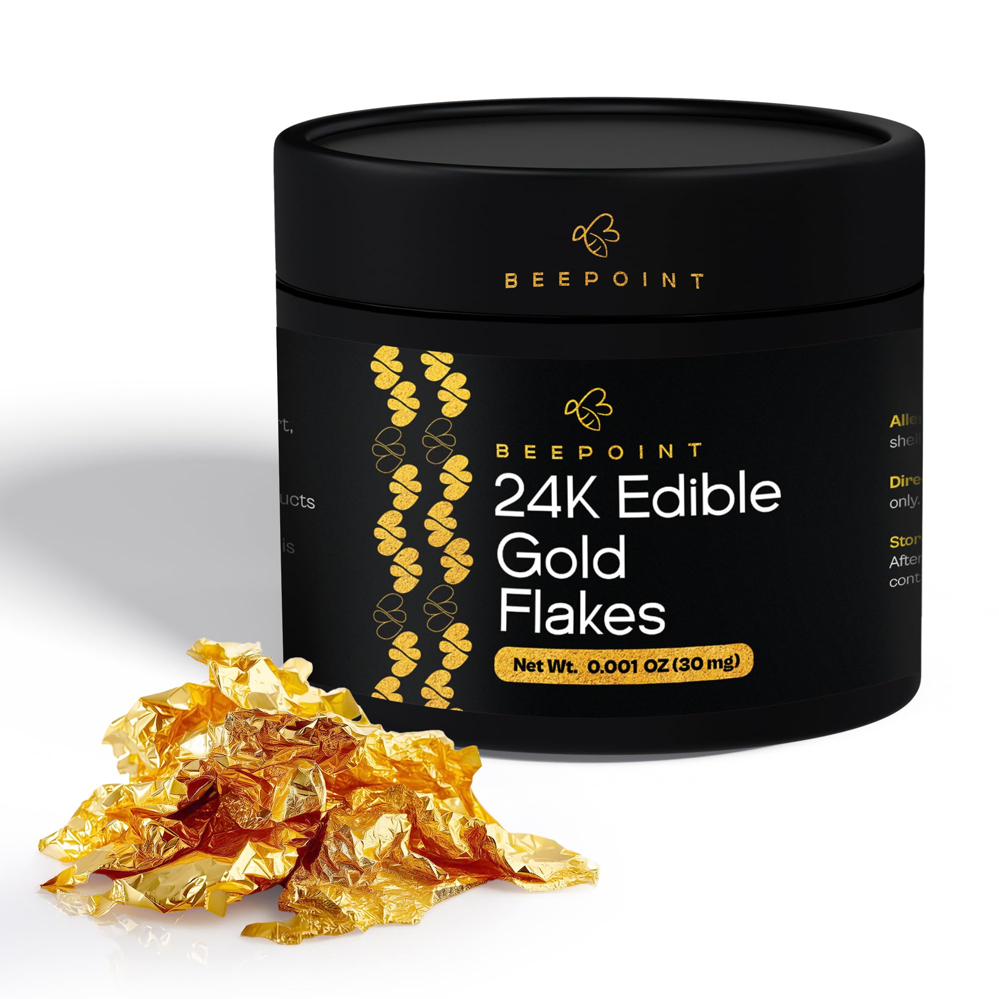 24K Edible Gold Foil Flakes - 30mg Gold Flakes for Cake Decorating, Baking & Cooking, Art Crafts & DIY Projects, Nails, Candles, Makeup, Painting, Food and Cooking, Makeup & Home