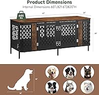 Vista 2 de ONBRILL Mueble de jaula para perros de 63 pulgadas para 1 o 2 perros, jaula doble grande para perros con divisor extraíble, jaula de madera