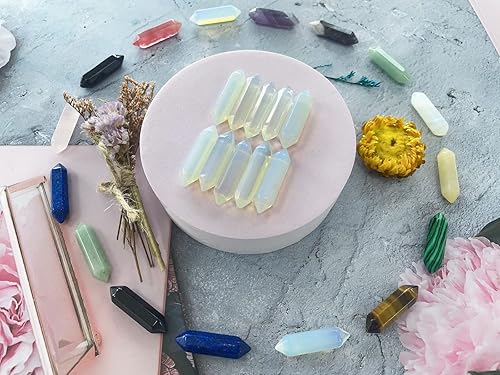 Miniatura 5 de QINJIEJIE Juego de 20 varitas de cristal de ópalo, piedras preciosas de cristal curativo, piedras preciosas pulidas hexagonales, piedra natural de