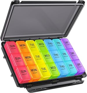 ZIKEE Weekly Pill Organizer 3 Times a Day with Moisture-Resistant Design, Pill Box 7 Day with Light-Proof & Privacy Protection for Travel, Large Weekly Pill Case for Medications, Vitamins, Fish Oils