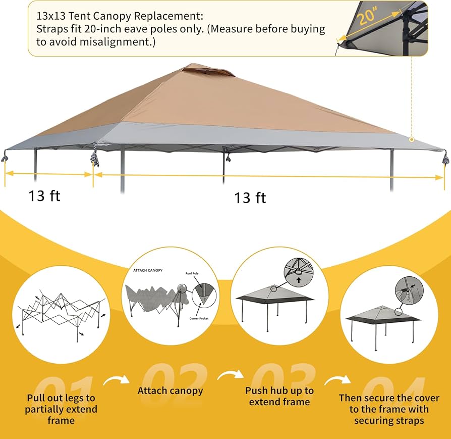 Amazon.com: 13x13 Canopy Replacement Top with Air Vent Fit