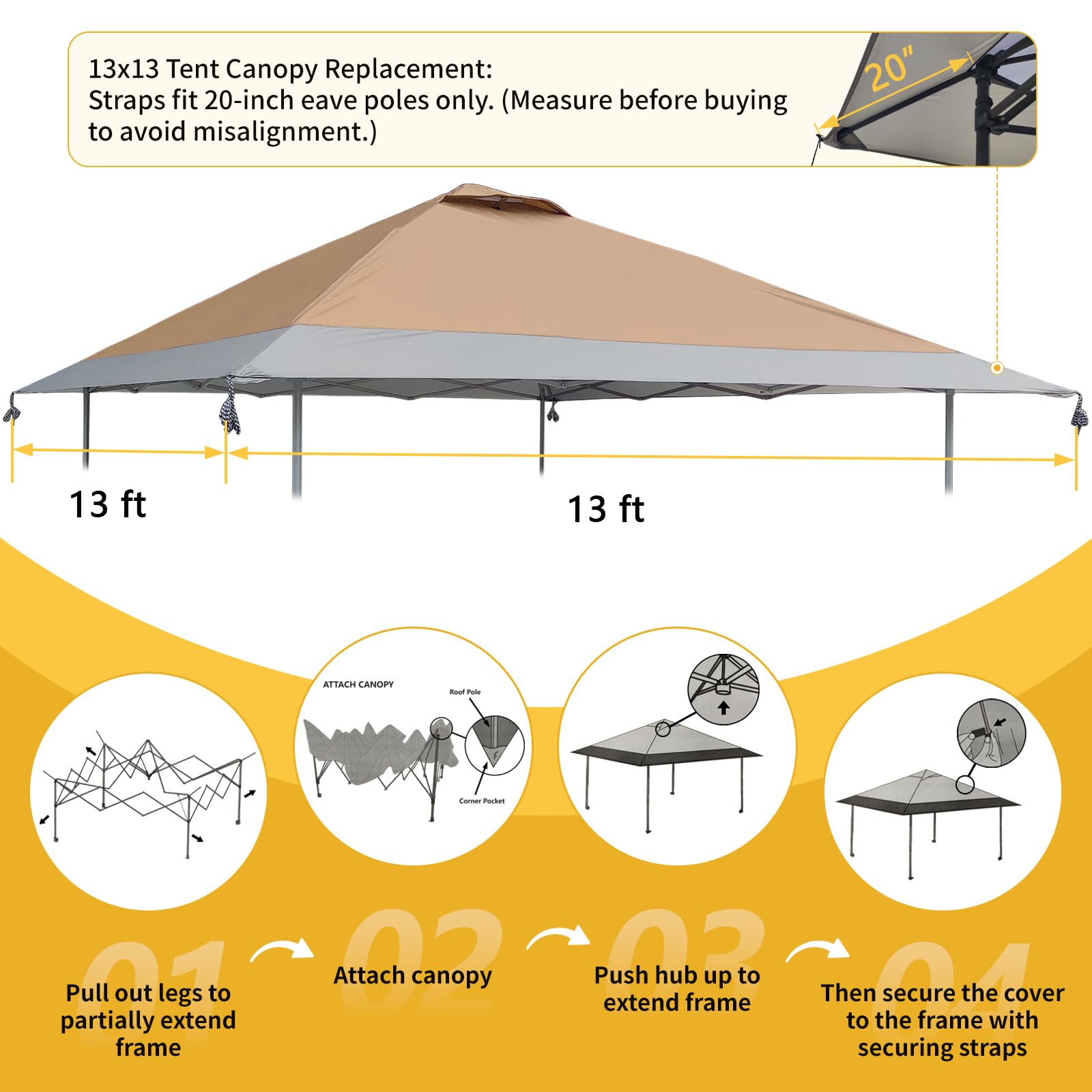 Amazon.com: 13x13 Canopy Replacement Top with Air Vent Fit