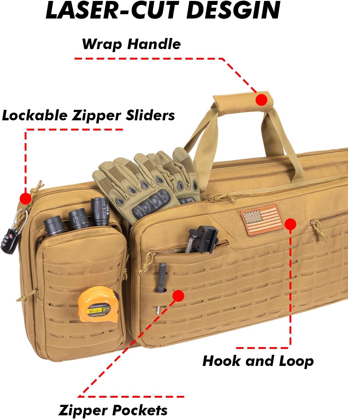 36/42/46 inch Soft Rifle Case Double Rifle Bag for Hunting Shooting Range, Long Gun Carry Bag with Lockable Zipper and Backpack Strap