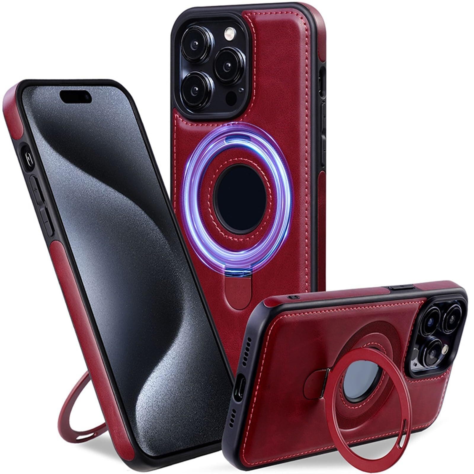Magnetic Case for iPhone 16/16plus/16Pro/16pro Max,Folding Stand Finger Ring Slim Shockpr…