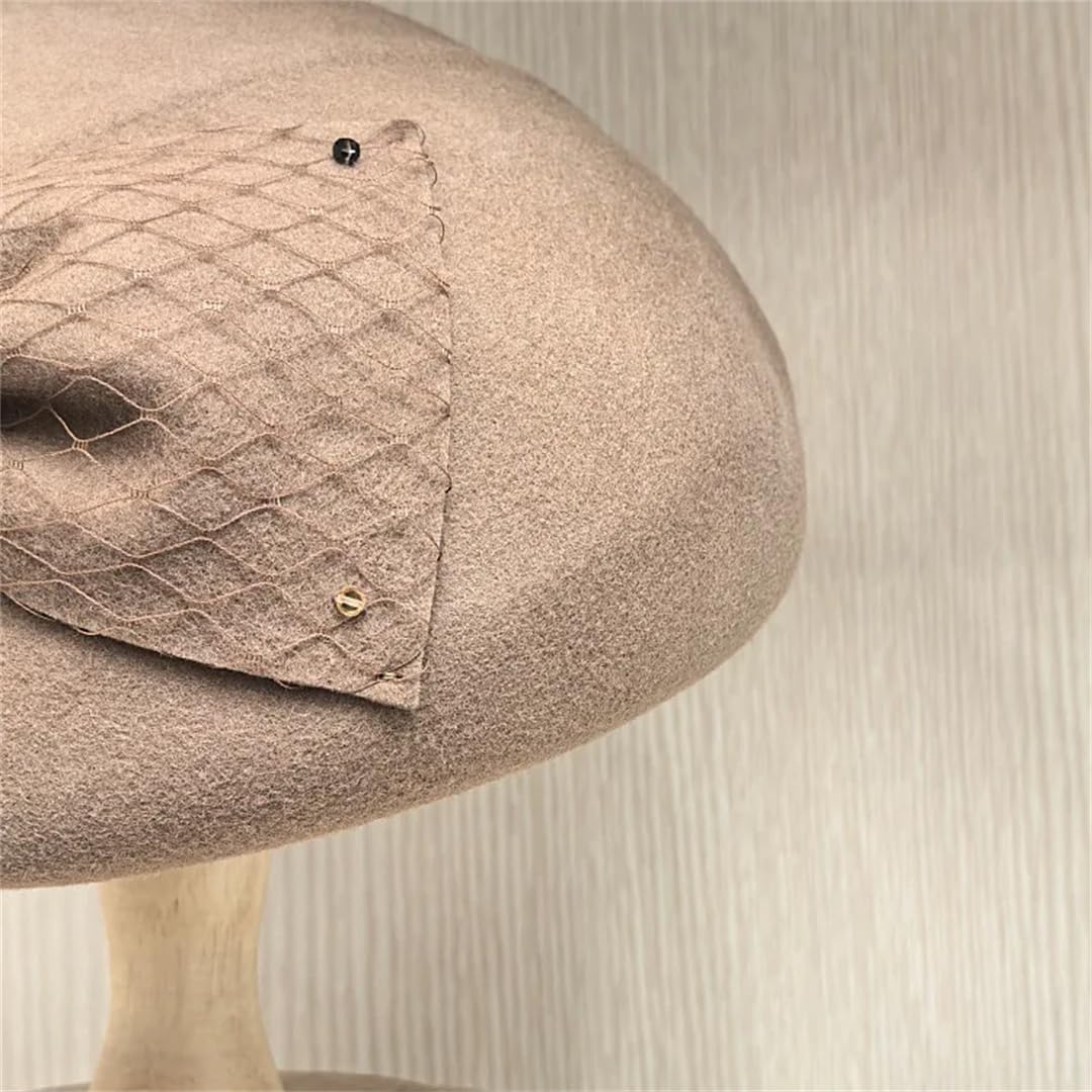 Wvapzxx Cappello invernale da donna in feltro di lana con fiocco velo fascinator cappello elegante cocktail pillbox cappello matrimonio chiesa tea party cappello